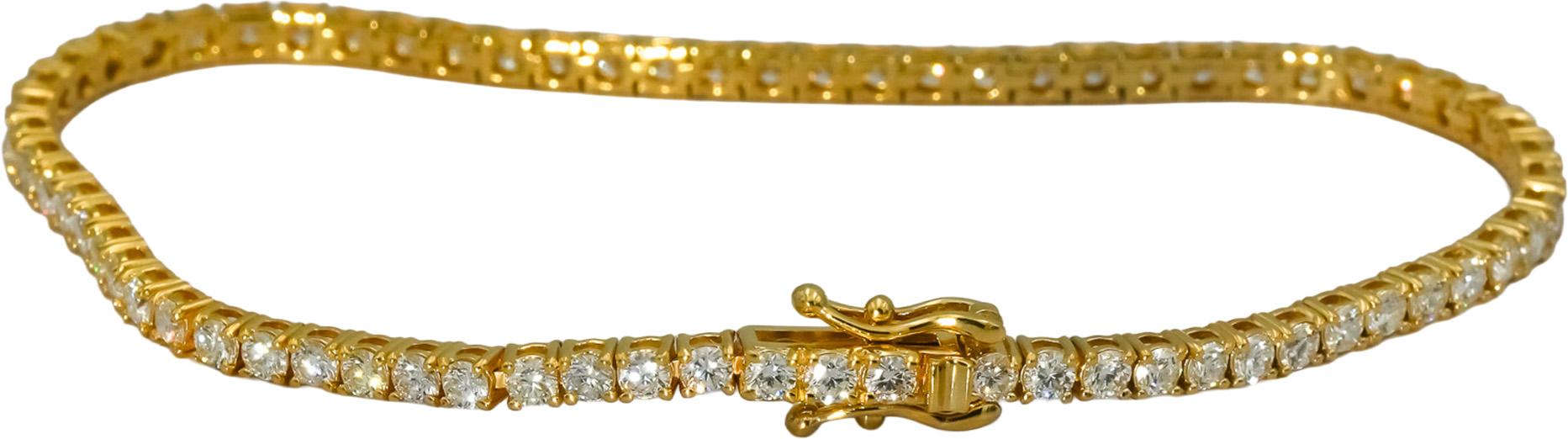 14k Yellow Gold VS Round Diamond Tennis Bracelet 3.06CT