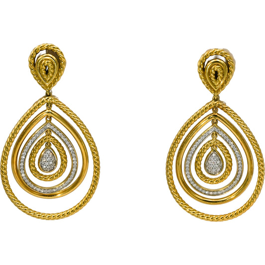 DAVID YURMAN 18k Yellow Gold VS Diamond Mobile Cable Drop Earrings 0.75CT