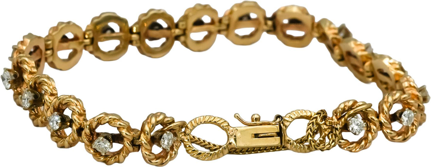 14k Yellow Gold VS Round Diamond Rope Link Bracelet 2.0CT