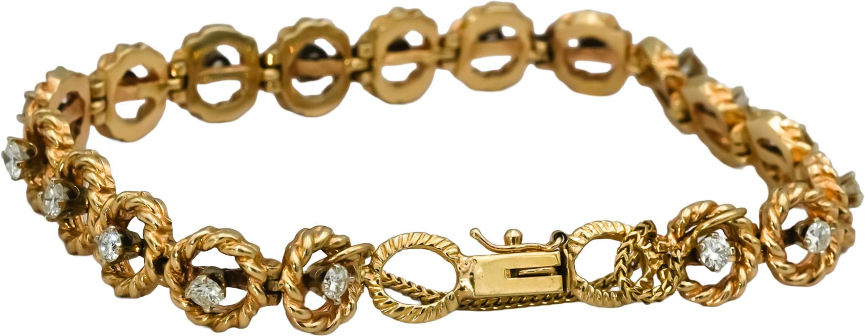 14k Yellow Gold VS Round Diamond Rope Link Bracelet 2.0CT