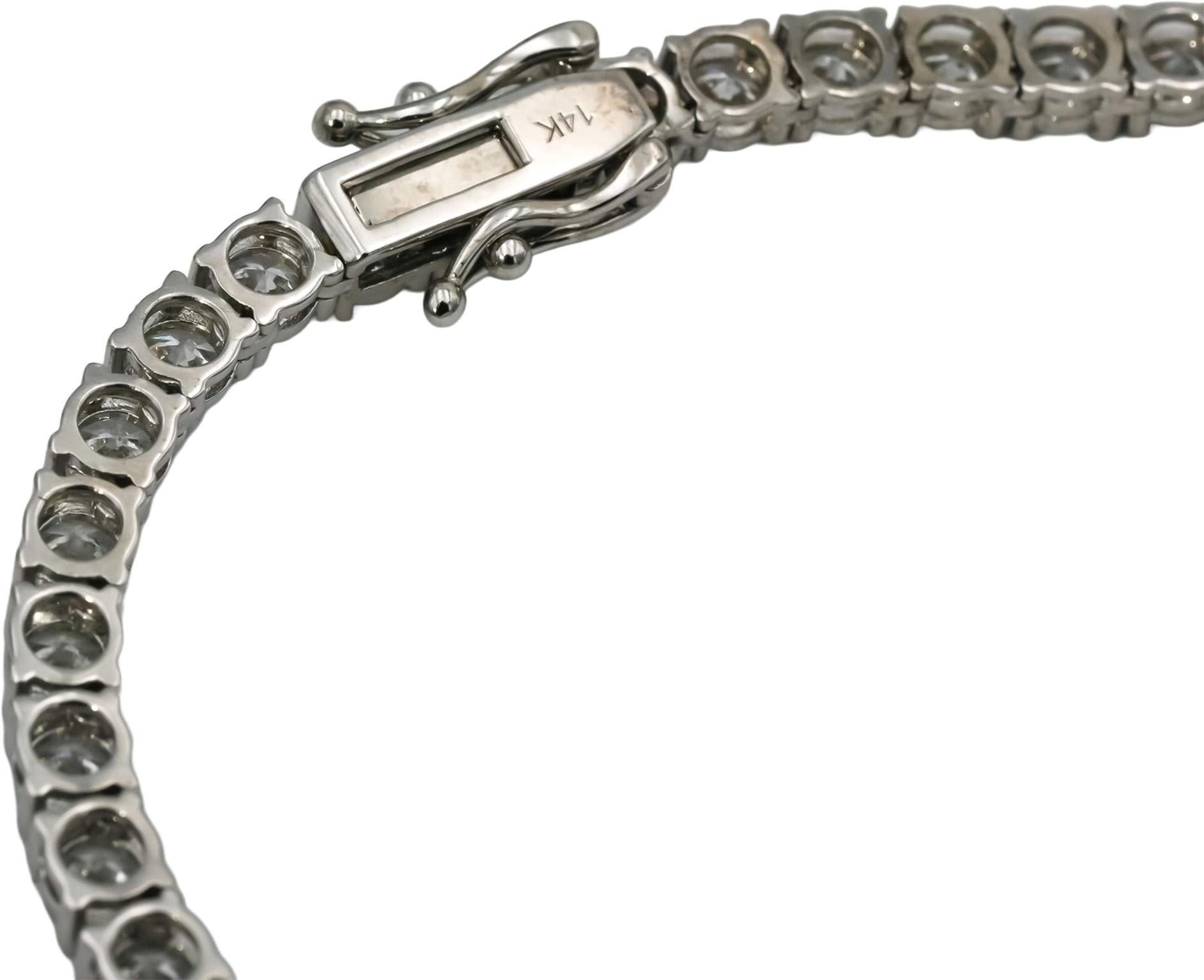 14k White Gold VS Round Diamond Graduated Riviera Necklace 24.36CT