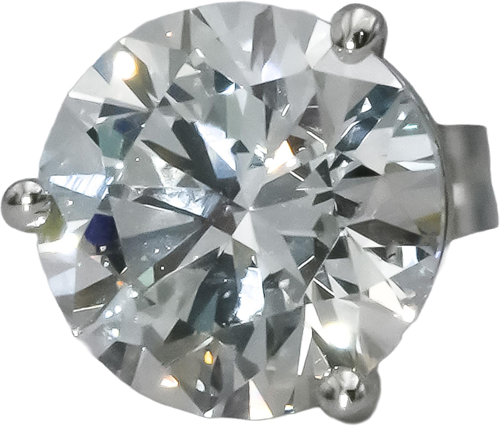 14k White Gold VS Round Lab-Grown Diamond Martini Setting Stud Earrings 4.10CT