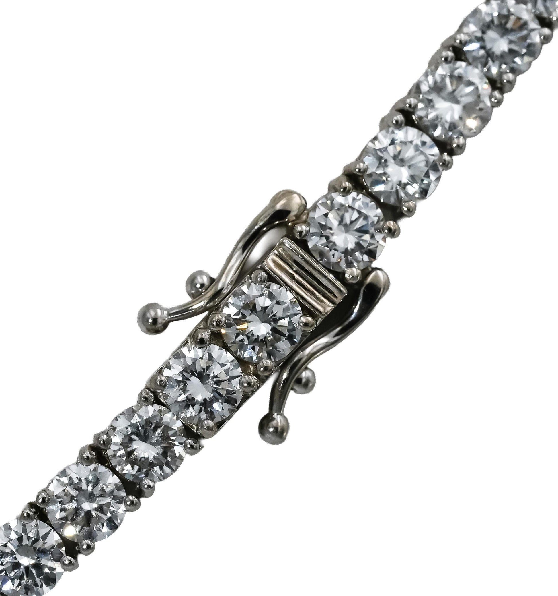 14k White Gold VS Round Lab-Grown Diamond Tennis Necklace 27.15CT