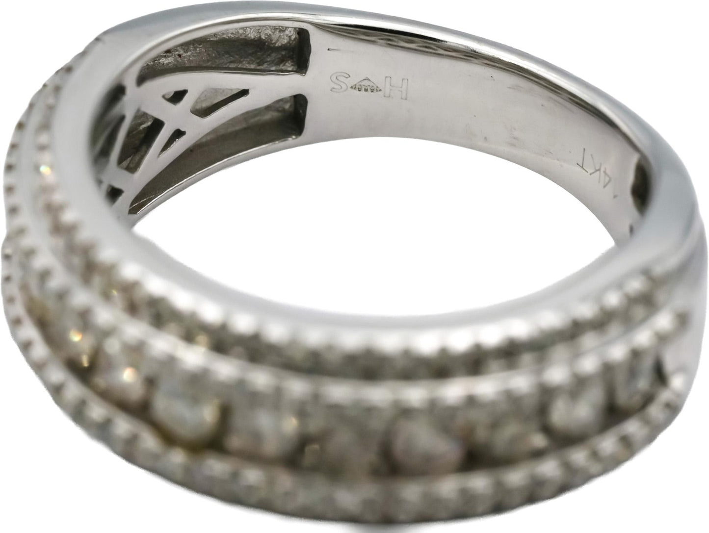 14k White Gold Round Diamond Band Ring 2.0CT Size 10