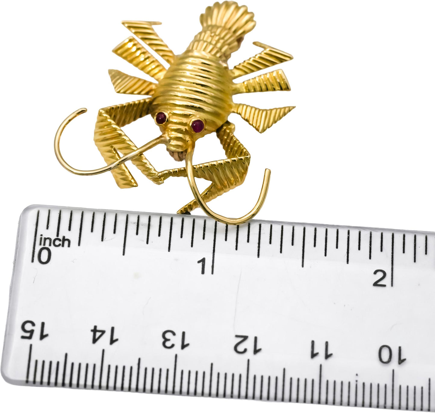 18k Yellow Gold Abstract Lobster Sea Life Brooch Pin