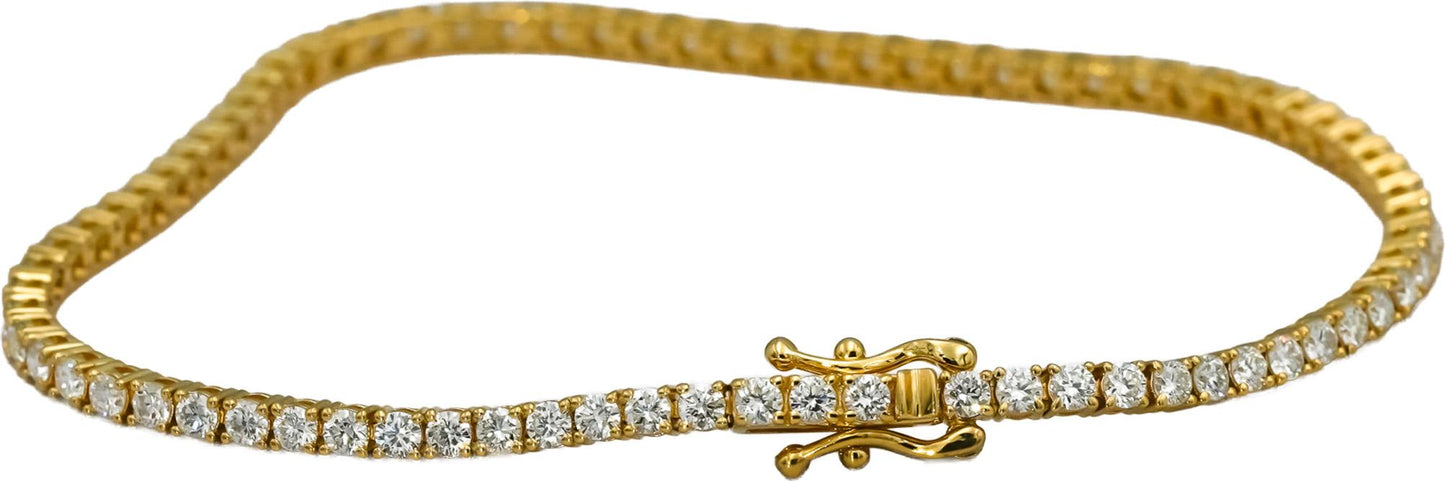 14k Yellow Gold VS Round Diamond Tennis Bracelet 2.67CT