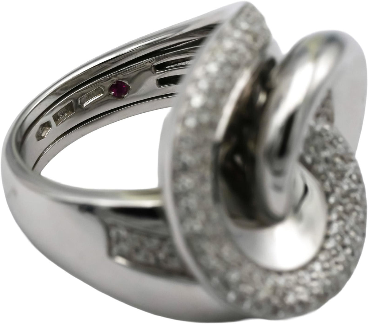 ROBERTO COIN 18k White Gold VS Round Diamond Spiral Cocktail Ring 1.0CT Sz 7.25