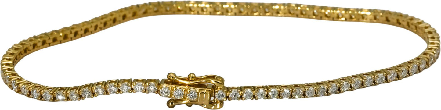 14k Yellow Gold VS Round Diamond Tennis Bracelet 1.65CT