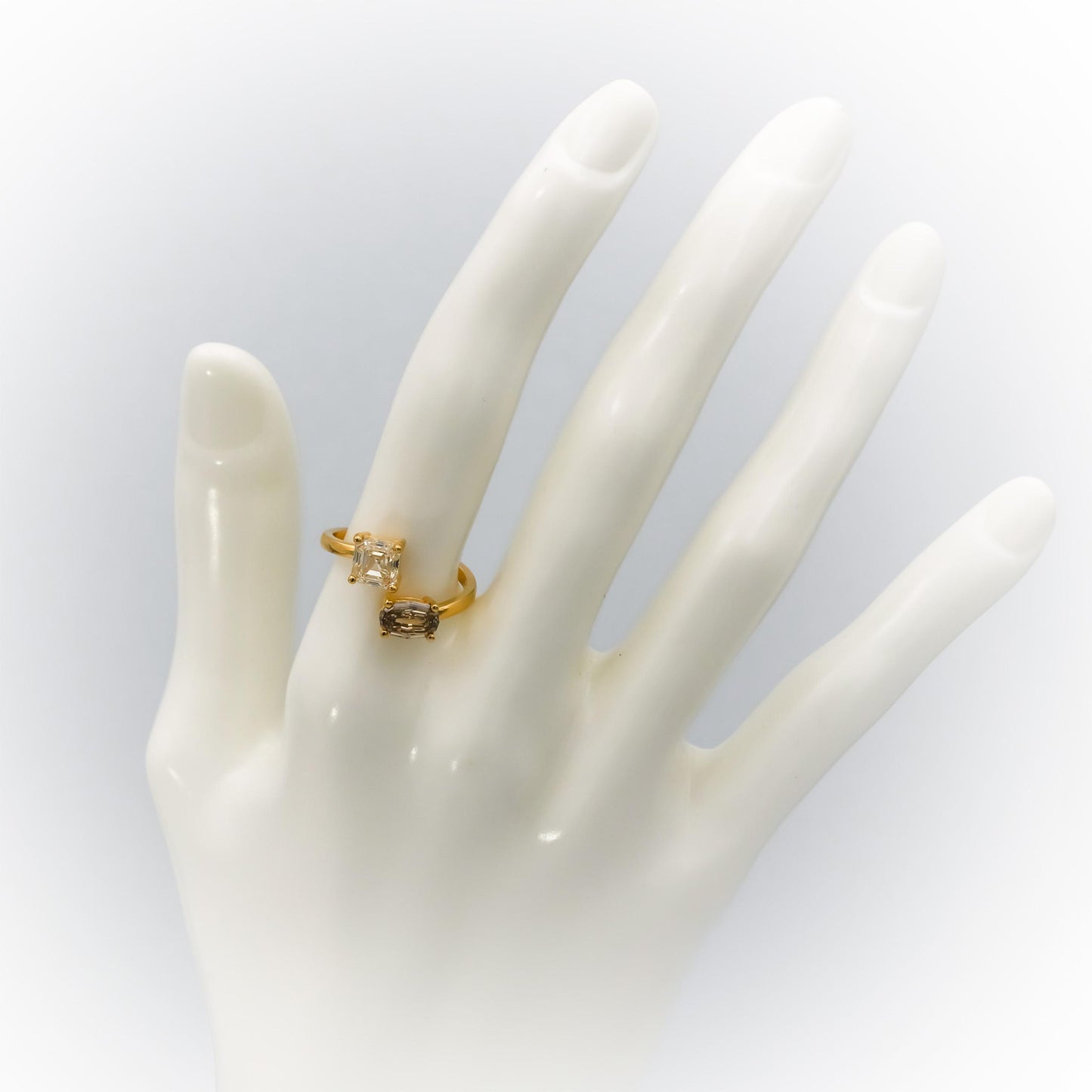 18k Yellow Gold VS Asscher Oval Step Cut Diamond Bypass Ring 2.17CT Size 7
