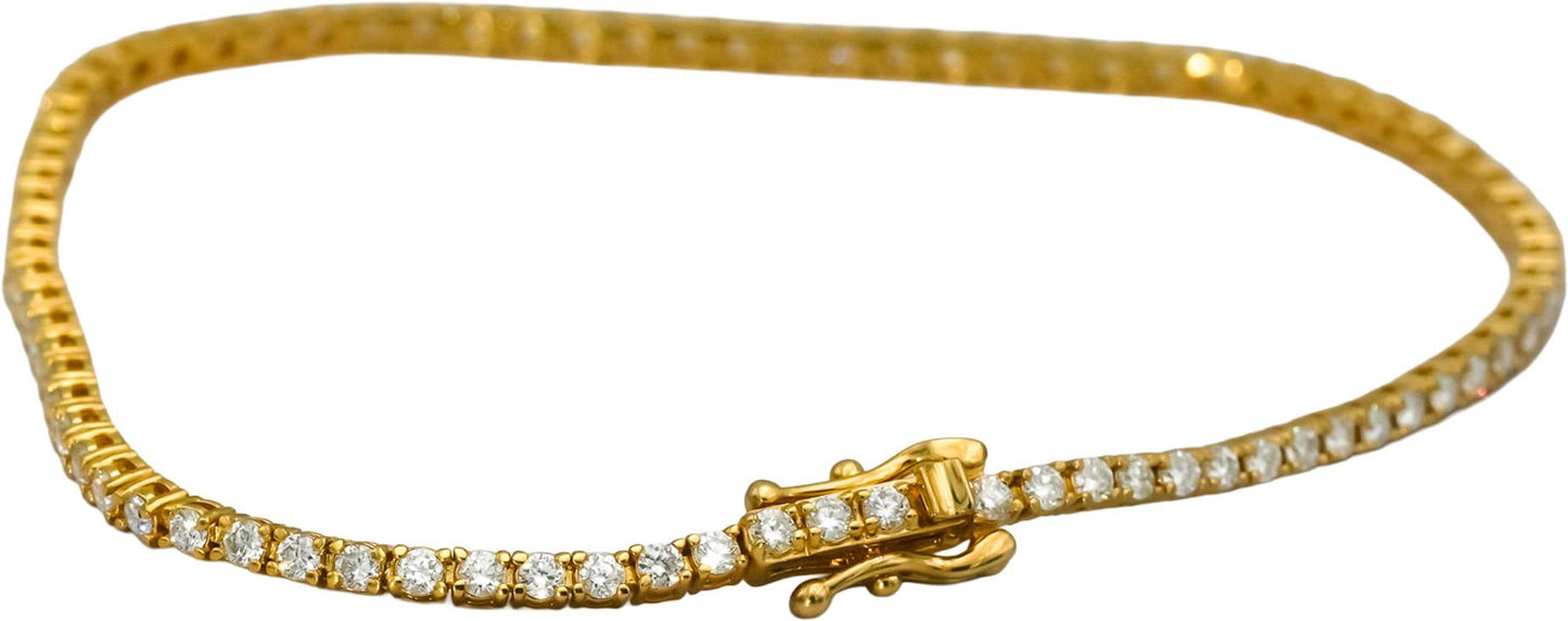 14k Yellow Gold Round Natural Diamond Tennis Bracelet 1.66CT