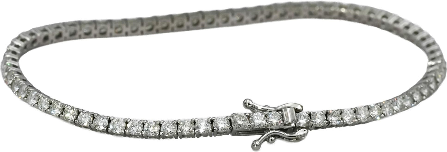 14k White Gold VS Round Natural Diamond Tennis Bracelet 3.45CT
