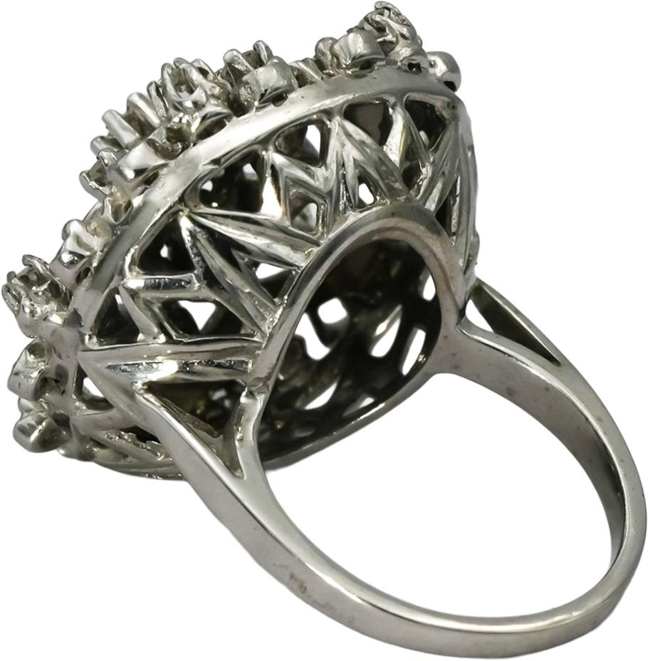 Vintage Antique 14k White Gold Round Diamond Cocktail Ring 0.75CT Size 7