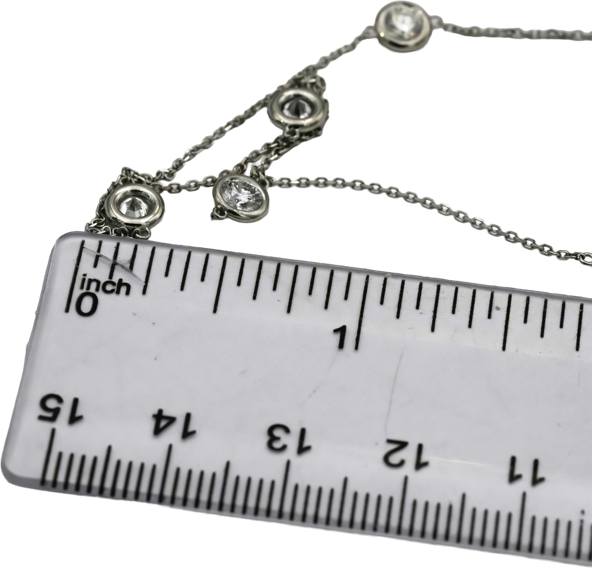 Platinum Round Natural Diamond By The Yard Chain Necklace 2.23CT