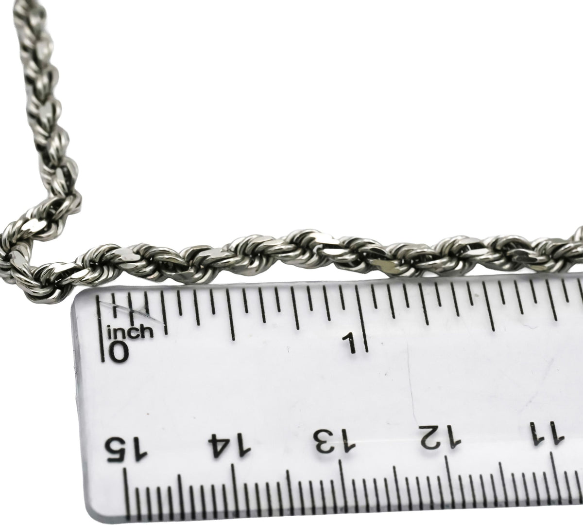 10k White Gold Diamond Cut Solid Rope Chain Necklace 4.0mm Wide