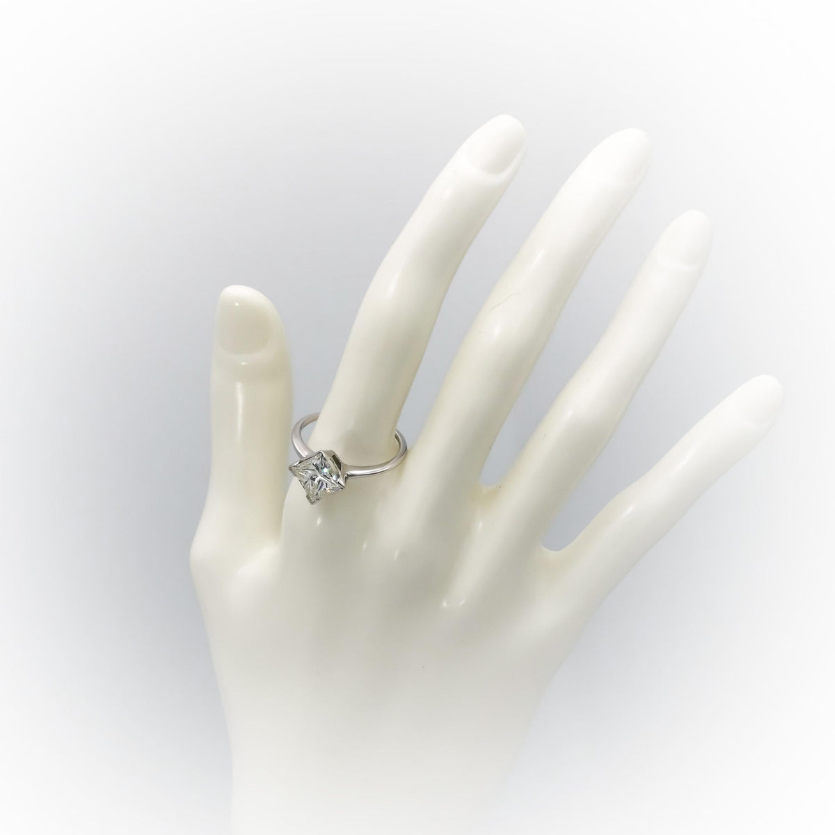 18k White Gold VS Princess Cut Natural Diamond Solitaire Ring 2.59CT Size 9.25