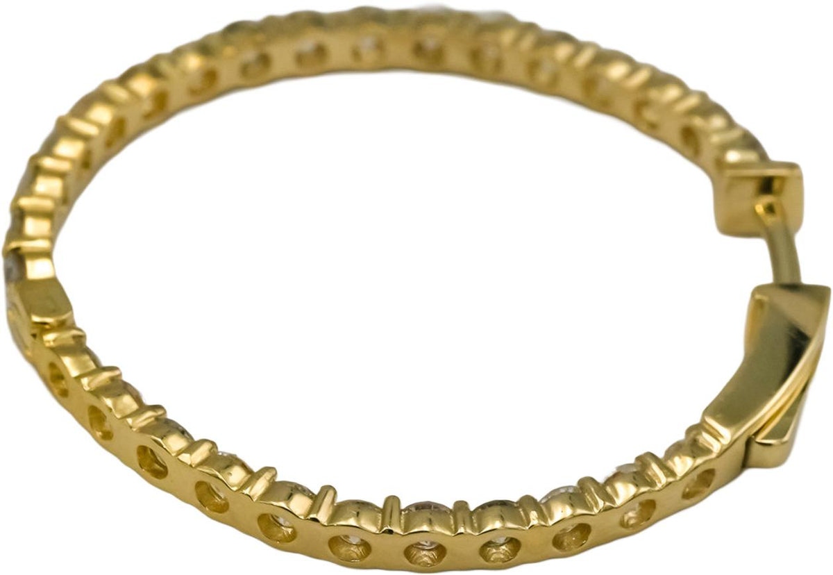 14k Yellow Gold Round Natural Diamond Inside Out Hoop Earrings 2.95CT