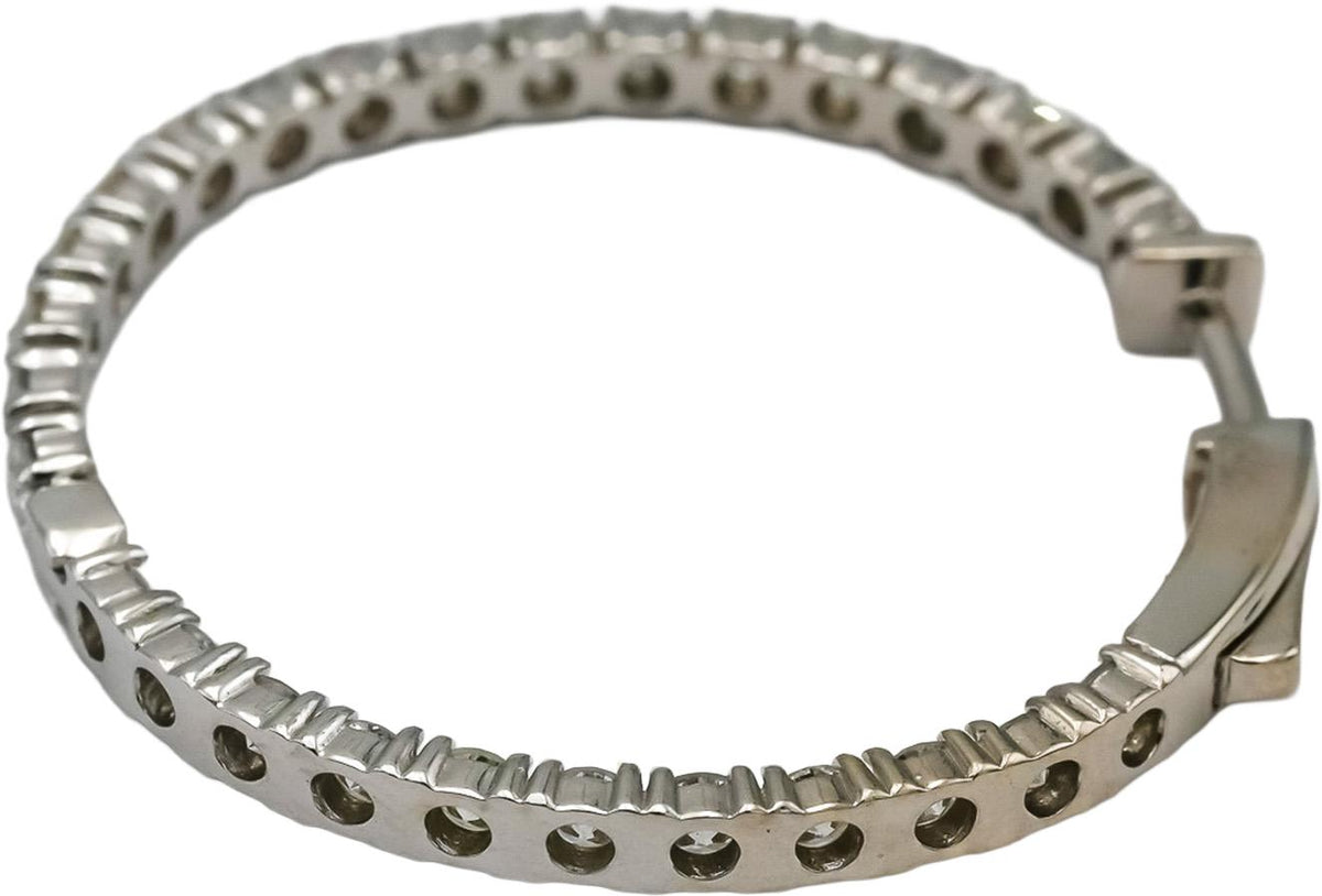 14k White Gold Round Natural Diamond Inside Out Hoop Earrings 2.93CT
