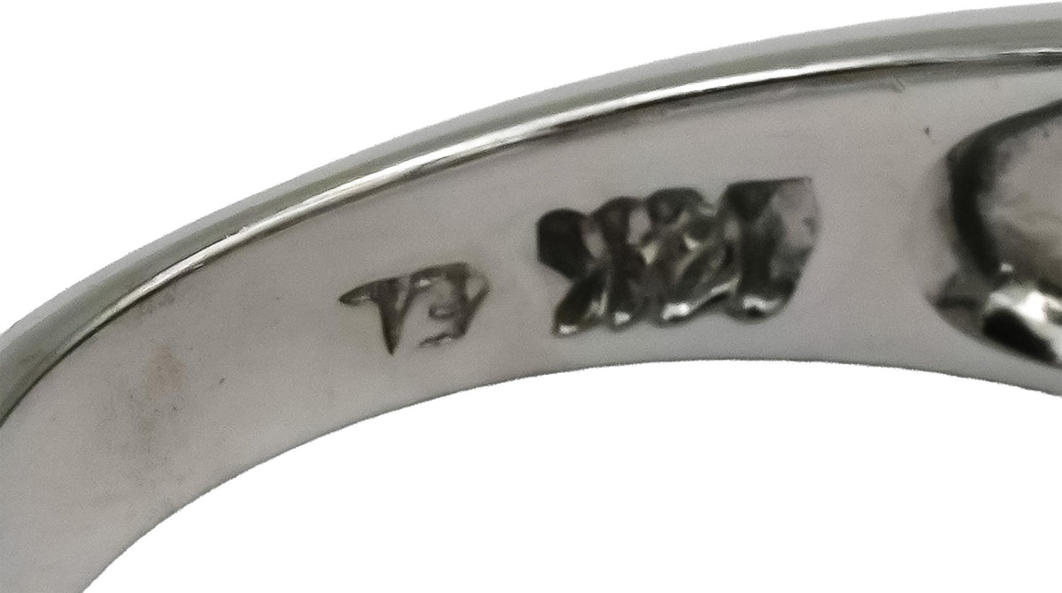 14k White Gold Round and Baguette Pave Diamond Ring 0.50CT Size 6.25