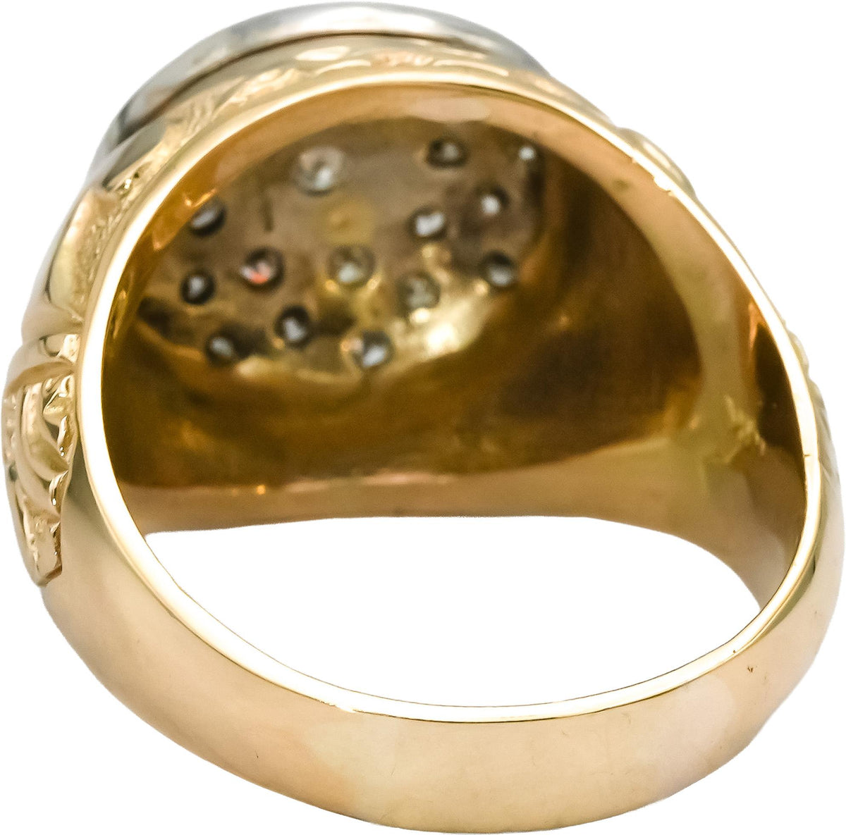Vintage 18k Yellow White Gold Round Diamond Men's Cluster Ring 0.45CT Size 11
