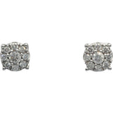 10k White Gold Round Diamond Cluster Stud Earrings 1.20CT
