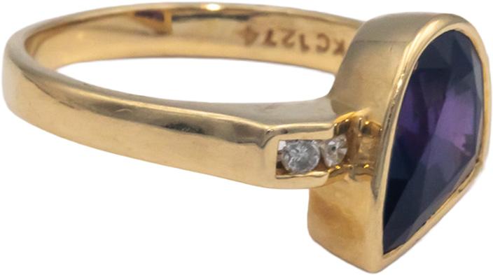 KALATI Designer 14k Yellow Gold 2.10CT Diamond and Sapphire Ring Size 6