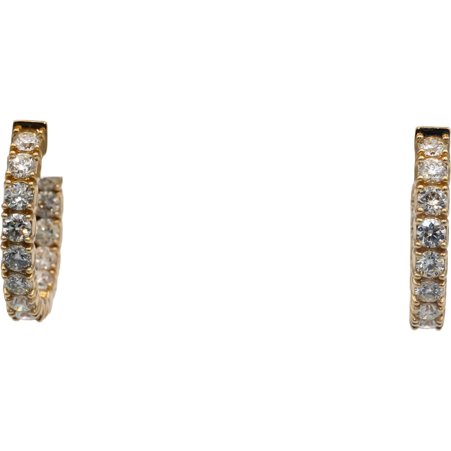 Round Cut Diamond 14k Yellow Gold VS Inside Out Hoop Earrings 5.41CT