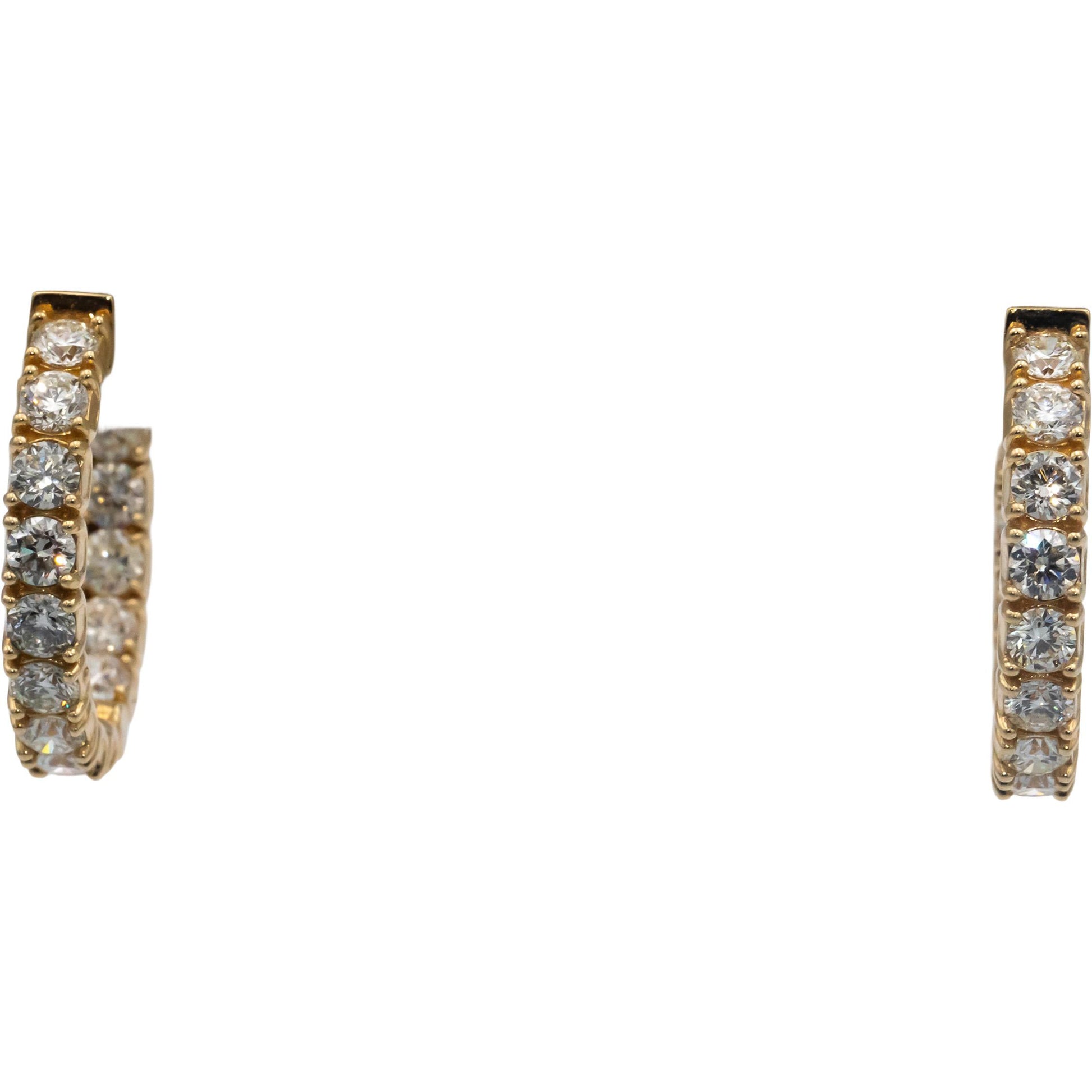 Round Cut Diamond 14k Yellow Gold VS Inside Out Hoop Earrings 5.41CT
