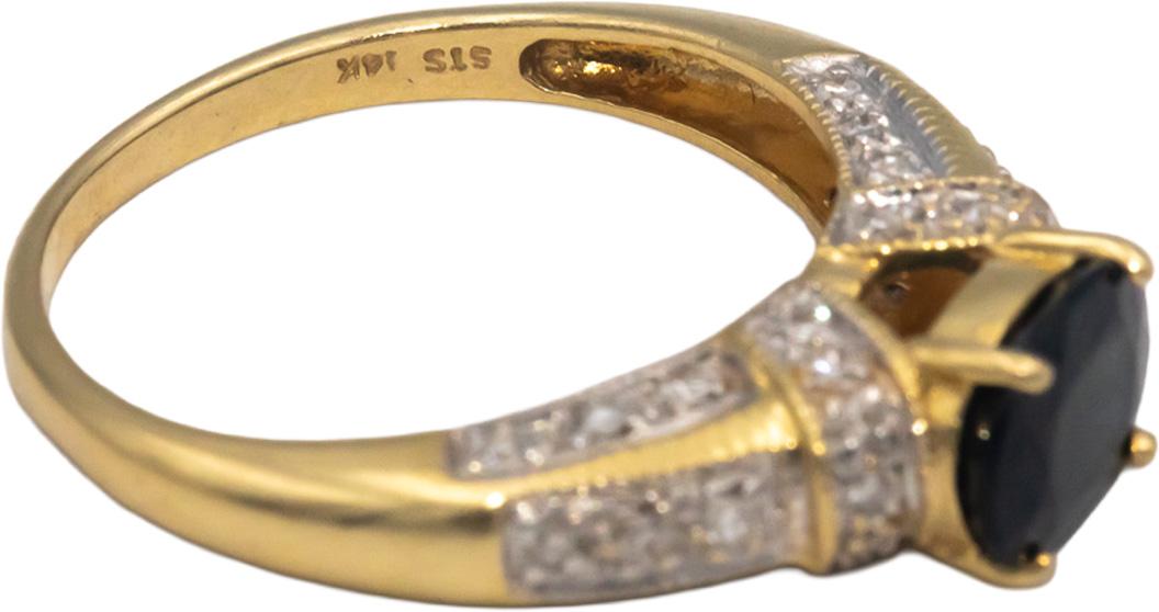 14k Yellow Gold 1.43CT Diamond and Sapphire Ring Size 8