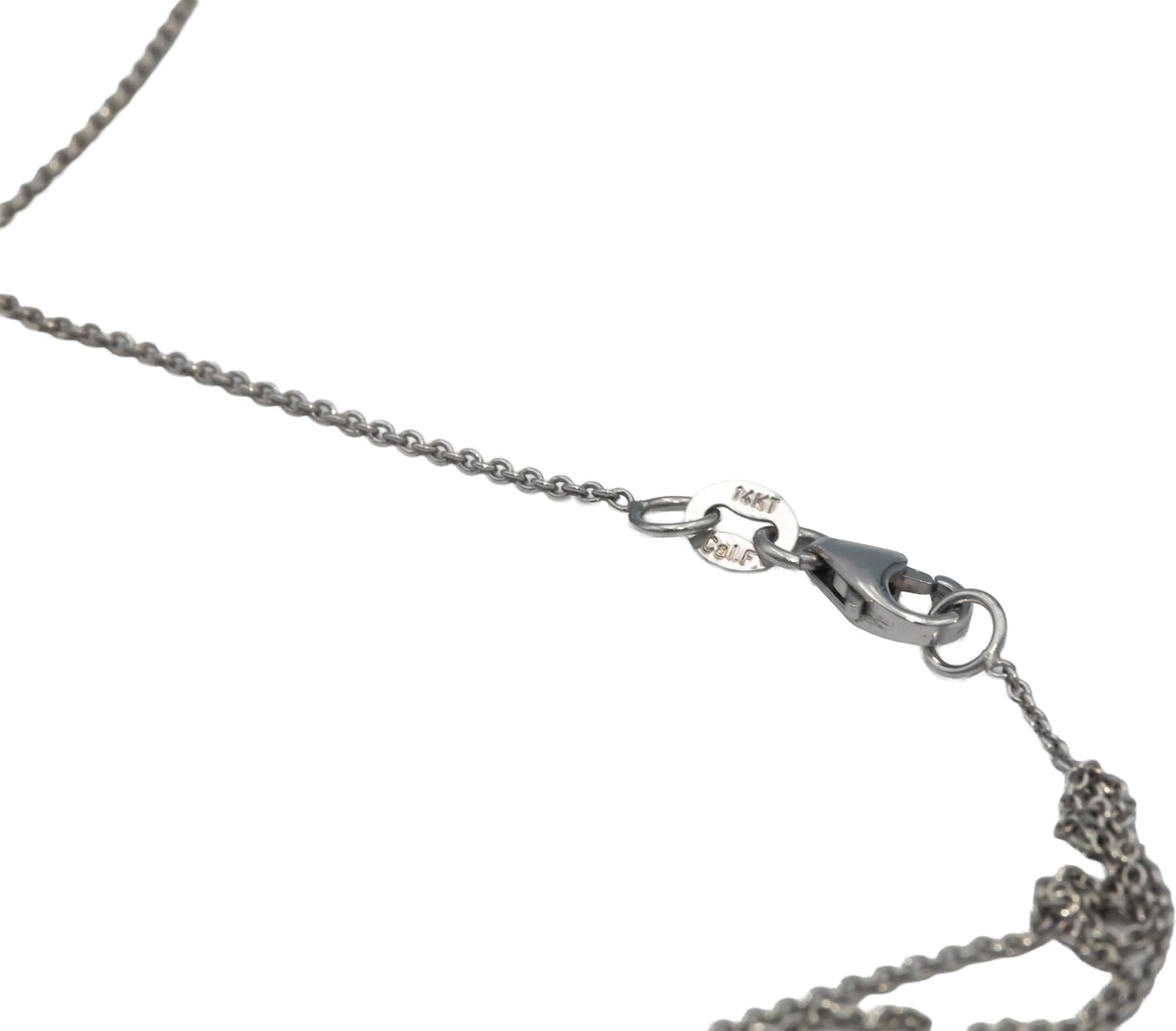 14k White Gold 0.55CT Diamond Cluster Floral Pendant Necklace