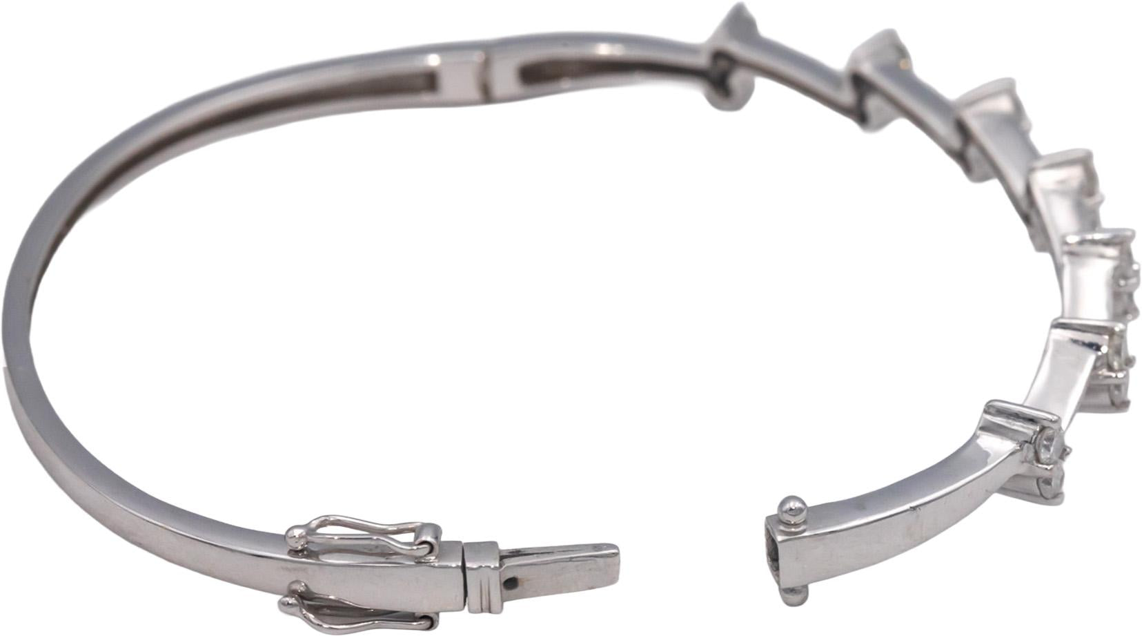 18k White Gold Jewelry 0.55CT Round Cut Diamond Bangle Bracelet