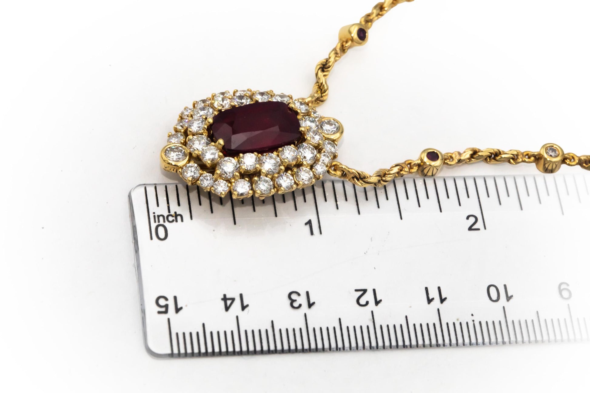 GIA Certified 18k Gold Diamond and Ruby By The Yard Necklace 9.85CT