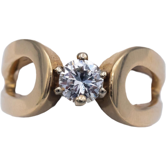 14k Yellow Gold 0.46CT Round Cut Diamond Solitaire Ring Size 5