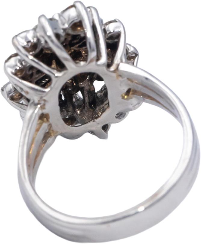 14k White Gold 1.50CT VS Round & Baguette Cut Diamond Cocktail Ring Size 4.5