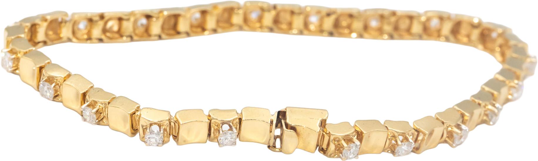 14k Yellow Gold Jewelry 1.0CT Round Cut Diamond Fancy Link Bracelet