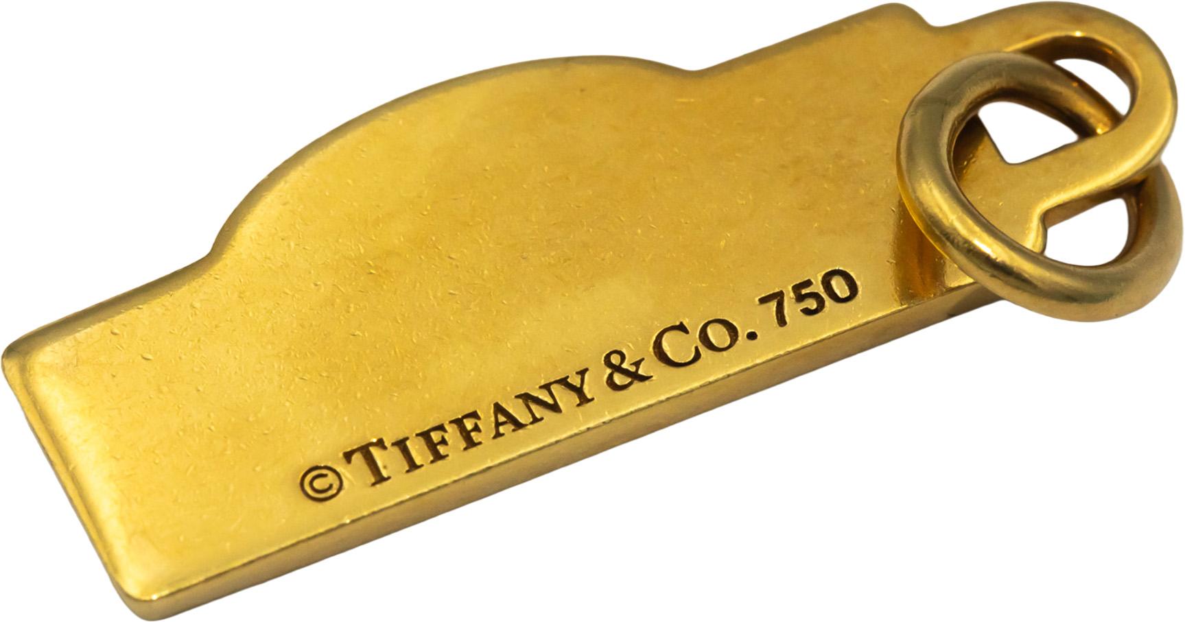 TIFFANY & CO. 18k Yellow Gold Jewelry "Fifth Ave" Sign Charm w/ Box & Pox