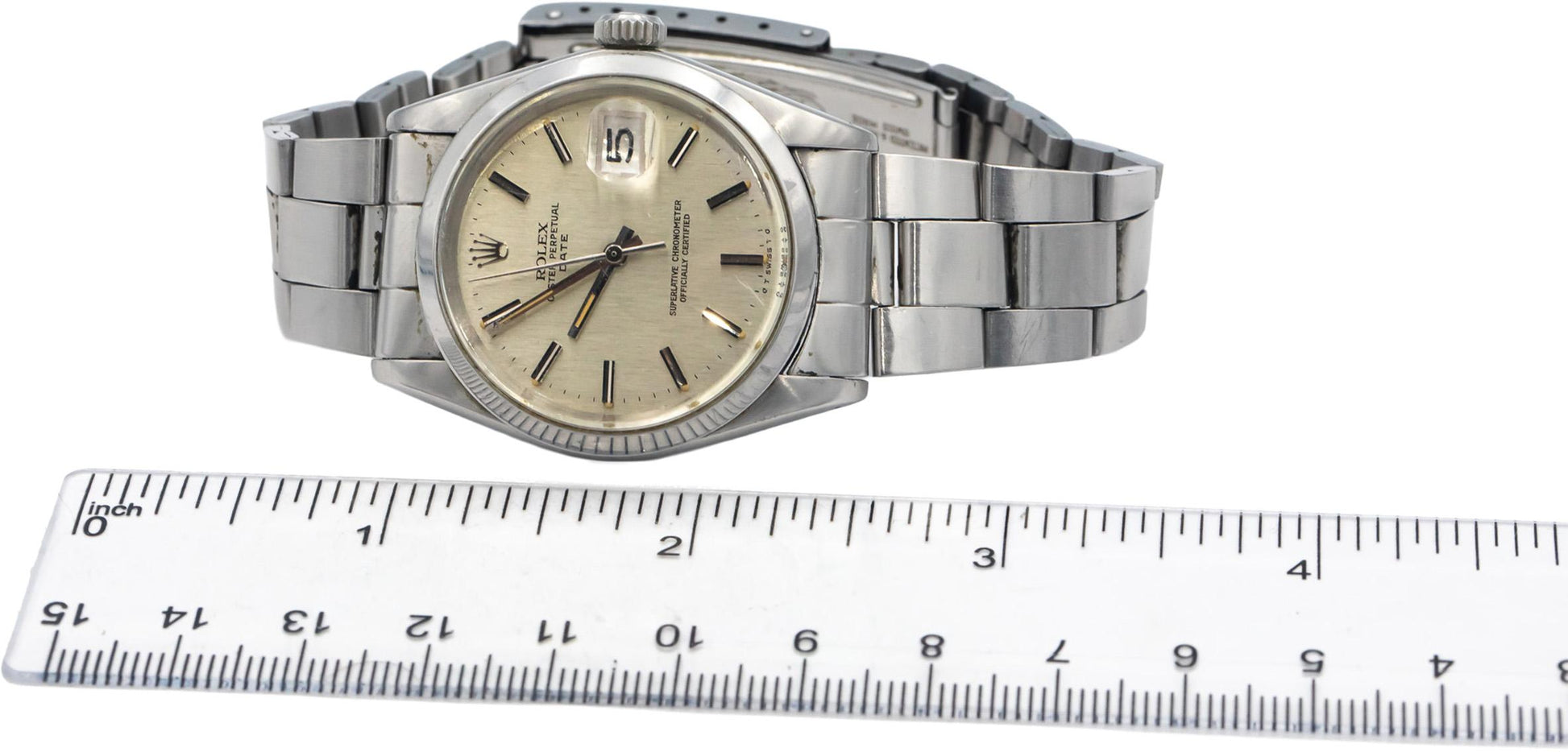 ROLEX Stainless Steel 1500 Oyster Perpetual Date 34mm Automatic Watch w/ Box