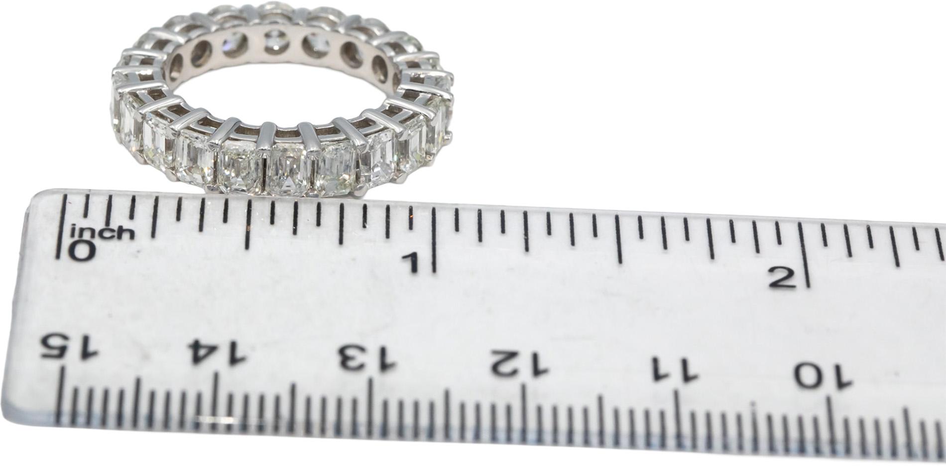 18k White Gold VS Round & Emerald Cut Diamond Eternity Ring 5.0CT Size 6.5