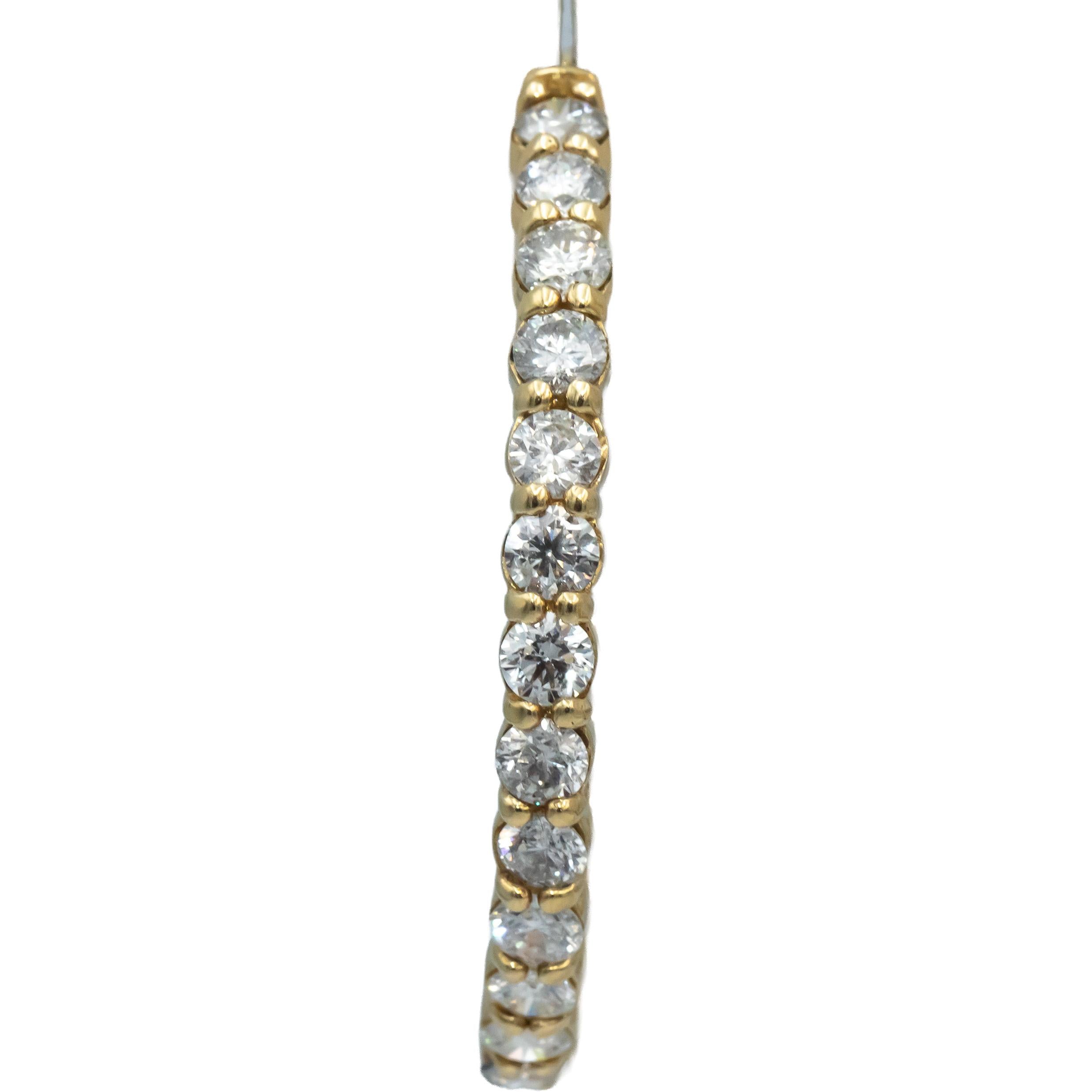 14k Yellow Gold Round Diamond Inside Out Circle Hoop Earrings 8.40CT