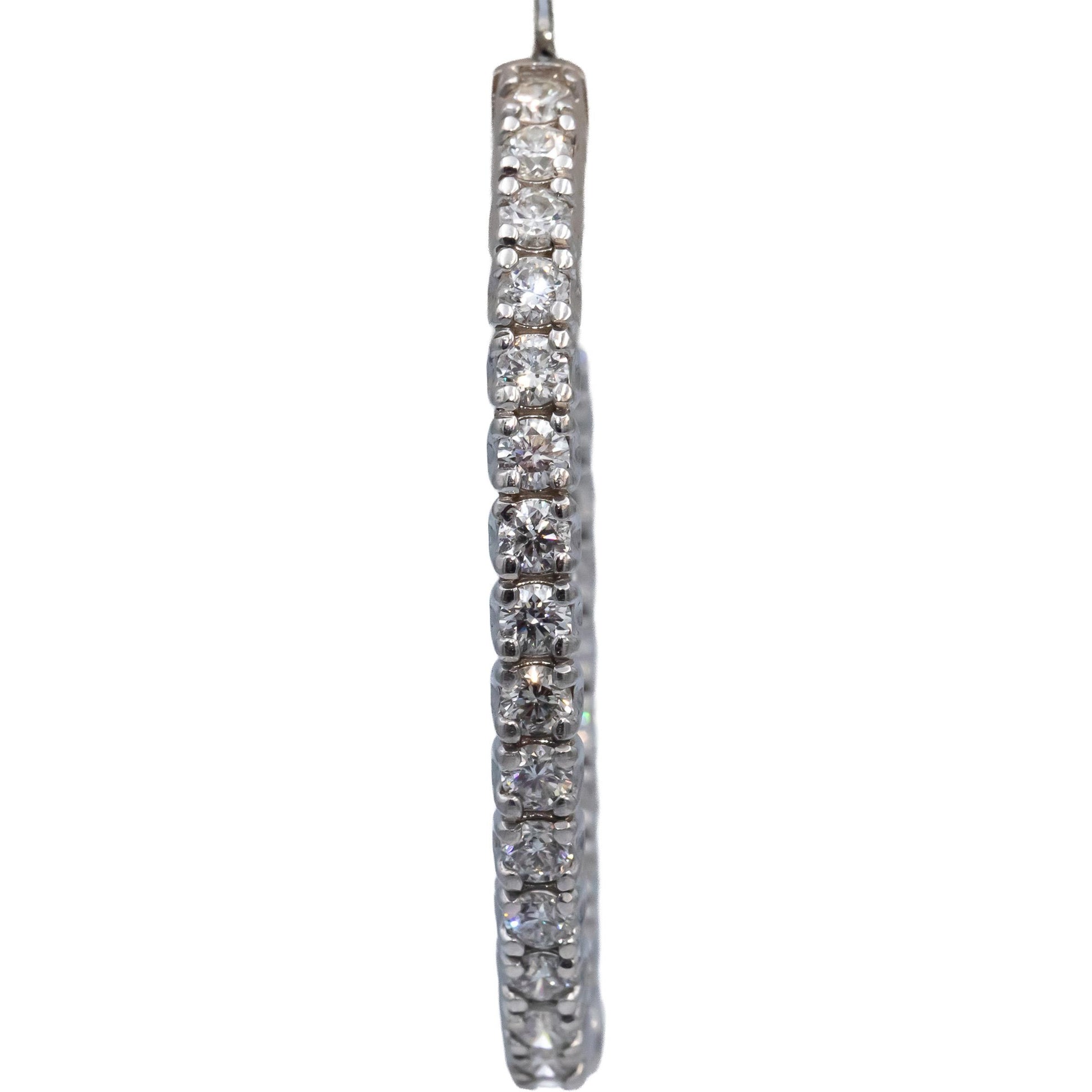 18k White Gold VS Round Diamond Oval Inside Out Hoop Earrings 5.41CT