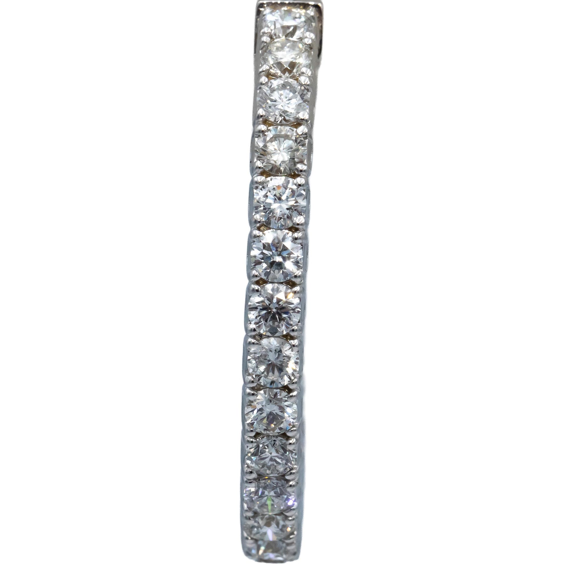 14k White Gold VS Round Diamond Inside Out Circle Hoop Earrings 4.48CT
