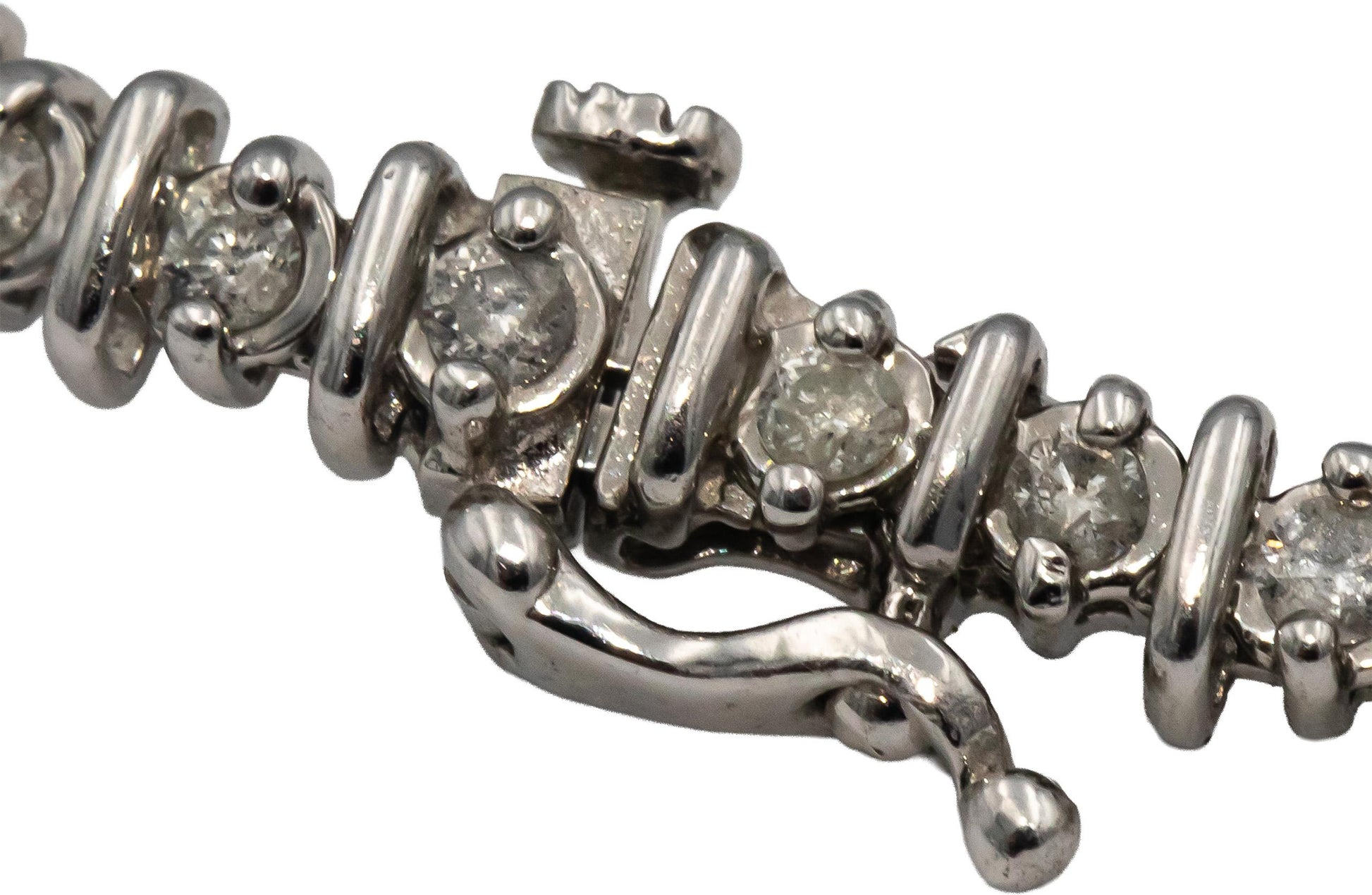 14k White Gold Round Diamond Fancy Tennis Bracelet 1.50CT