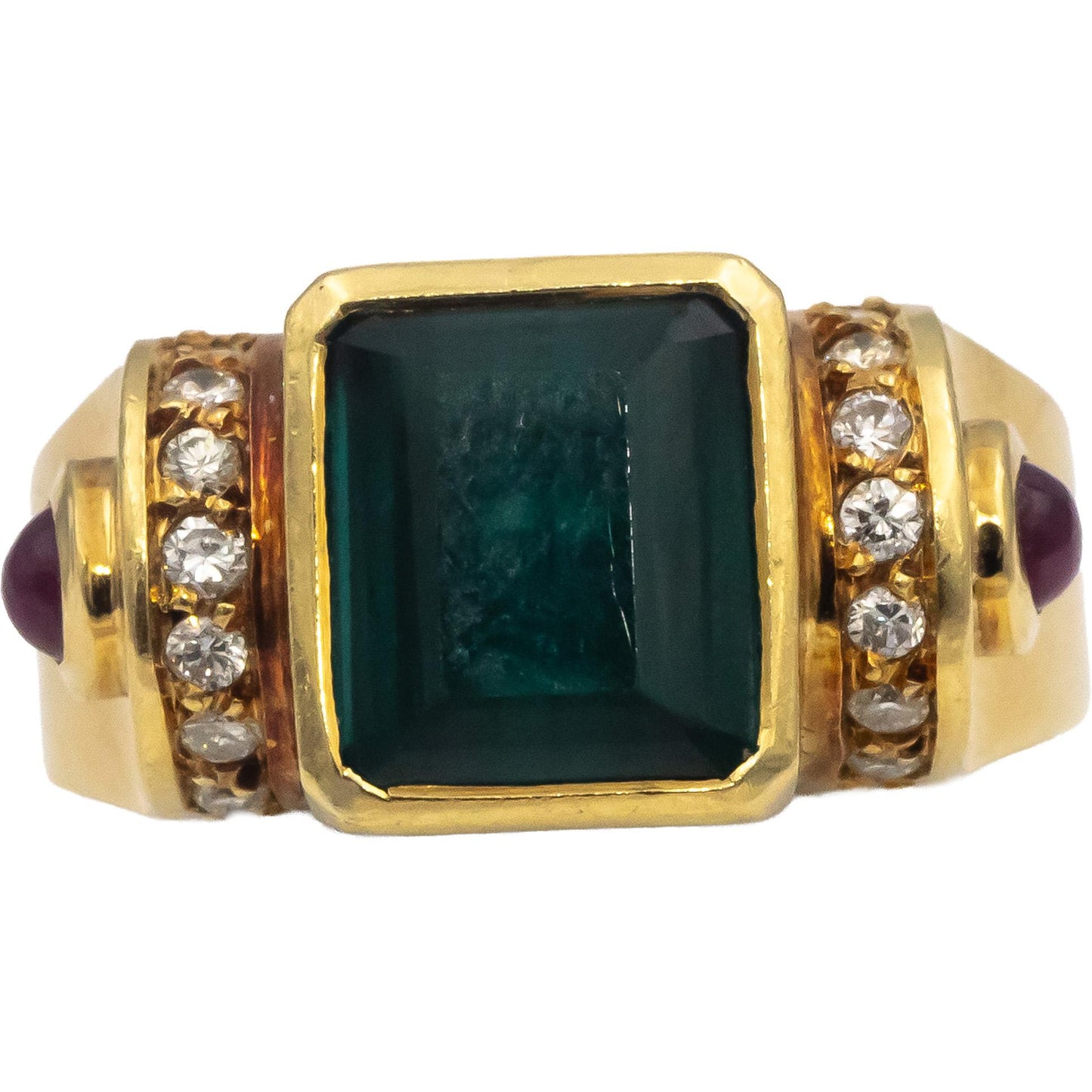 18k Yellow Gold VS Diamond Tourmaline Ruby Cocktail Ring 3.35CT Size 8.25