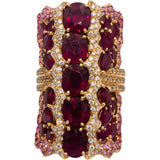 WENDY YUE 18k Rose Gold Diamond Rubellite & Pink Sapphire Cocktail Ring 14.75CT