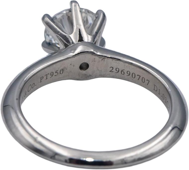 TIFFANY & CO. GIA Certified Platinum VS2/H Round Diamond Engagement Ring 1.03CT
