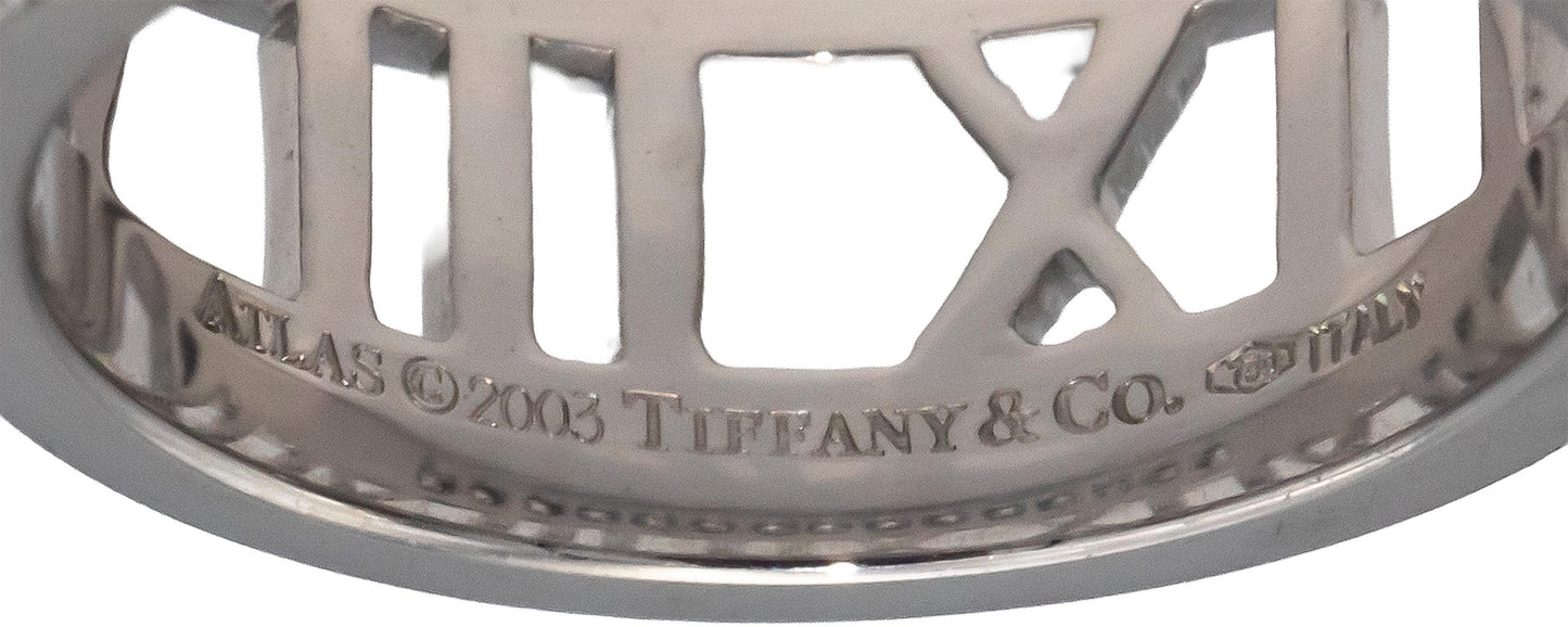 TIFFANY & CO. 18k White Gold Round Diamond Atlas Collection Ring 0.60CT Size 6