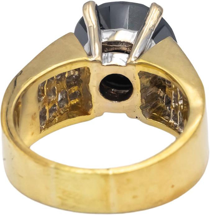 18k Yellow Gold Black and White Diamond Cocktail Ring 8.0CTW Size 7.75