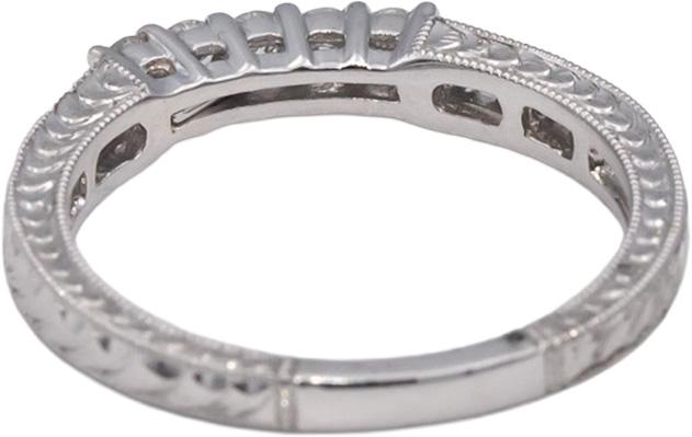 18k White Gold VS Round & Baguette Cut Diamond Band Ring 0.50CT Size 6.75