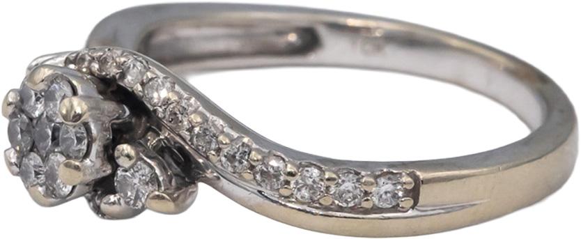 10k White Gold Round Diamond Cluster Band Ring 0.50CT Size 7.25