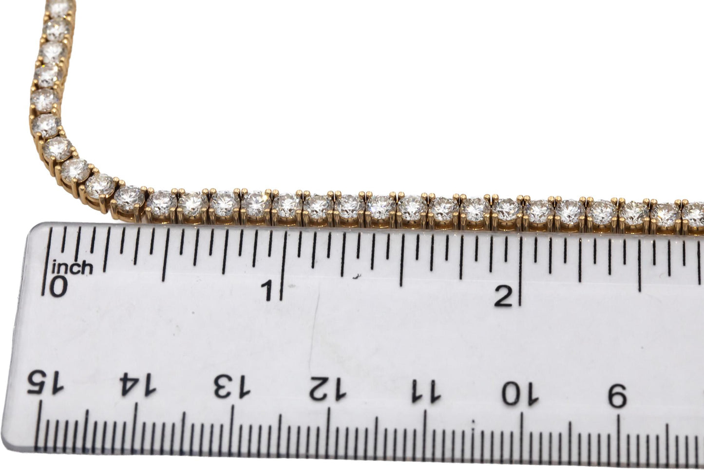 14k Yellow Gold VS Round Diamond Tennis Necklace 11.39CT