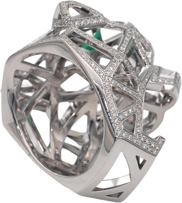 CARTIER 18k White Gold Panthere De Cartier Diamond Gemstone Ring $90,500 Retail
